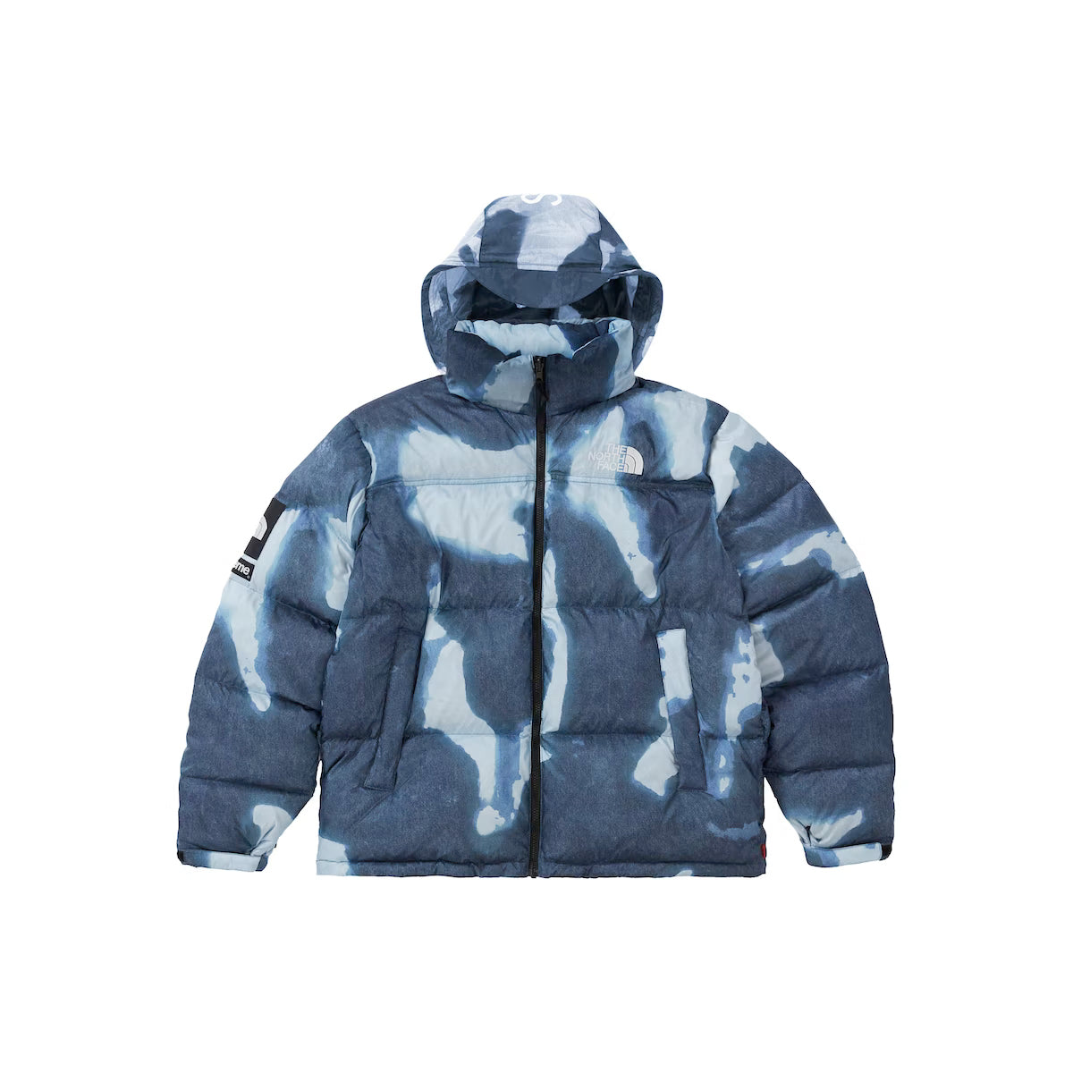 Supreme The North Face Bleached Denim Print Nuptse Jacket - Indigo